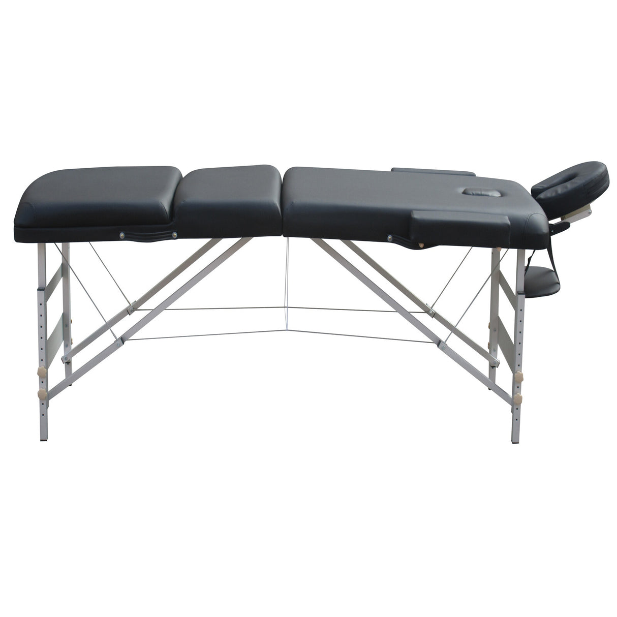 YES4HOMES 3 Fold 5 cm Thickness Foam Portable Aluminium Massage Table Massage Bed Beauty Therapy Black