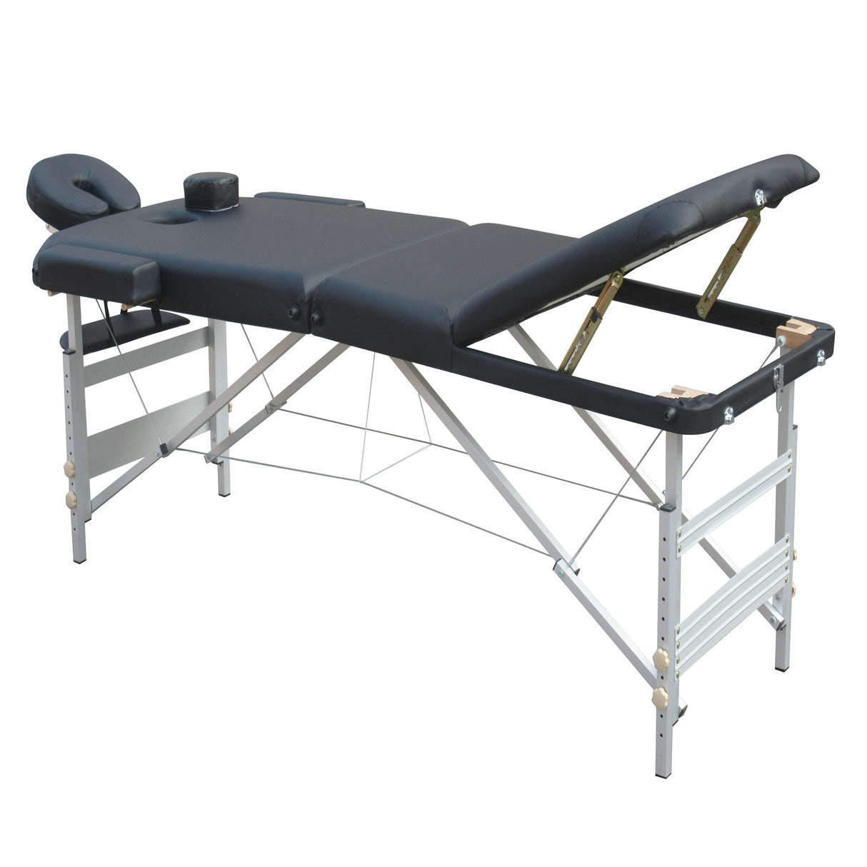 YES4HOMES 3 Fold 5 cm Thickness Foam Portable Aluminium Massage Table Massage Bed Beauty Therapy Black
