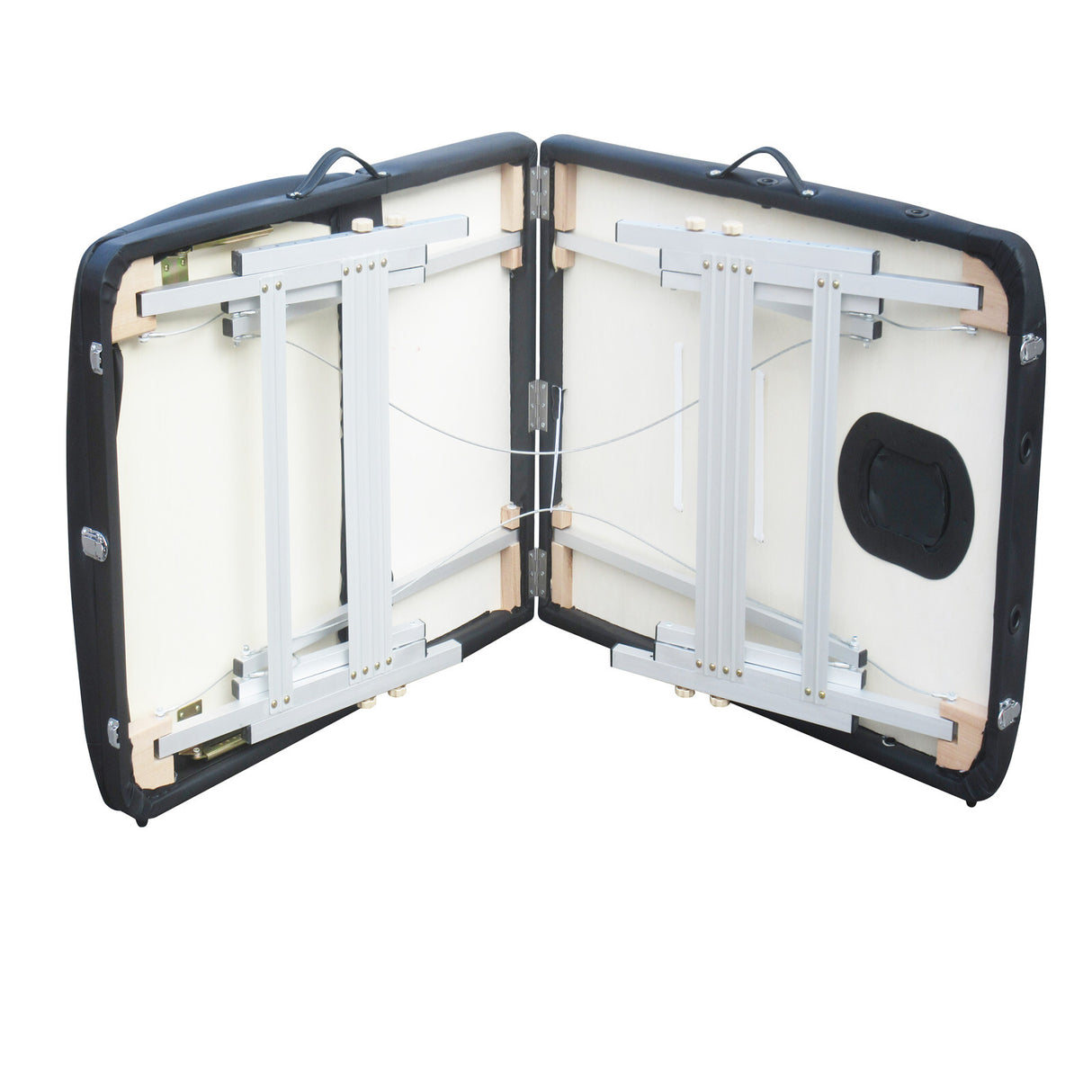 YES4HOMES 3 Fold 5 cm Thickness Foam Portable Aluminium Massage Table Massage Bed Beauty Therapy Black