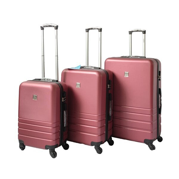 ABS Luggage Suitcase Set 3 Code Lock Travel Carry Bag Trolley Maroon S M L