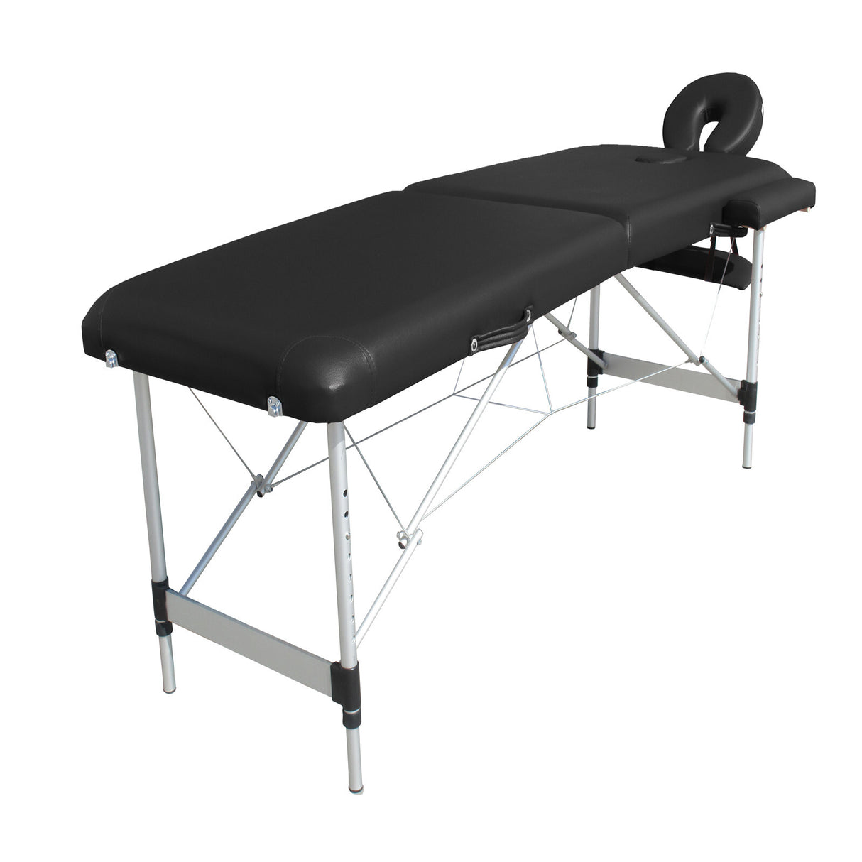 YES4HOMES 2 Fold 6cm Thickness Foam Portable Aluminium Massage Table Massage Bed Beauty Therapy Black