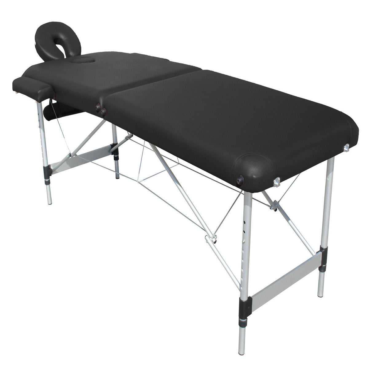 YES4HOMES 2 Fold 6cm Thickness Foam Portable Aluminium Massage Table Massage Bed Beauty Therapy Black