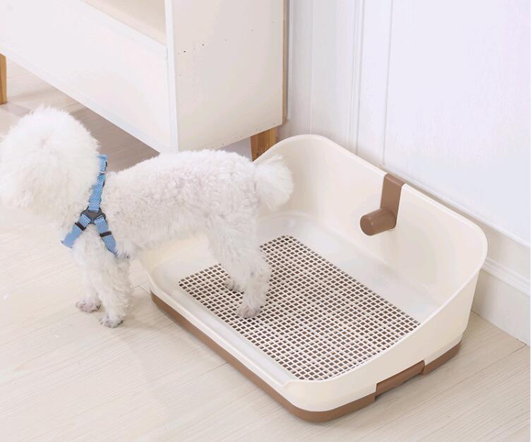 YES4PETS Medium Portable Dog Rabbit Potty Training Tray Pet Puppy Toilet Trays Loo Pad Mat With Wall Brown