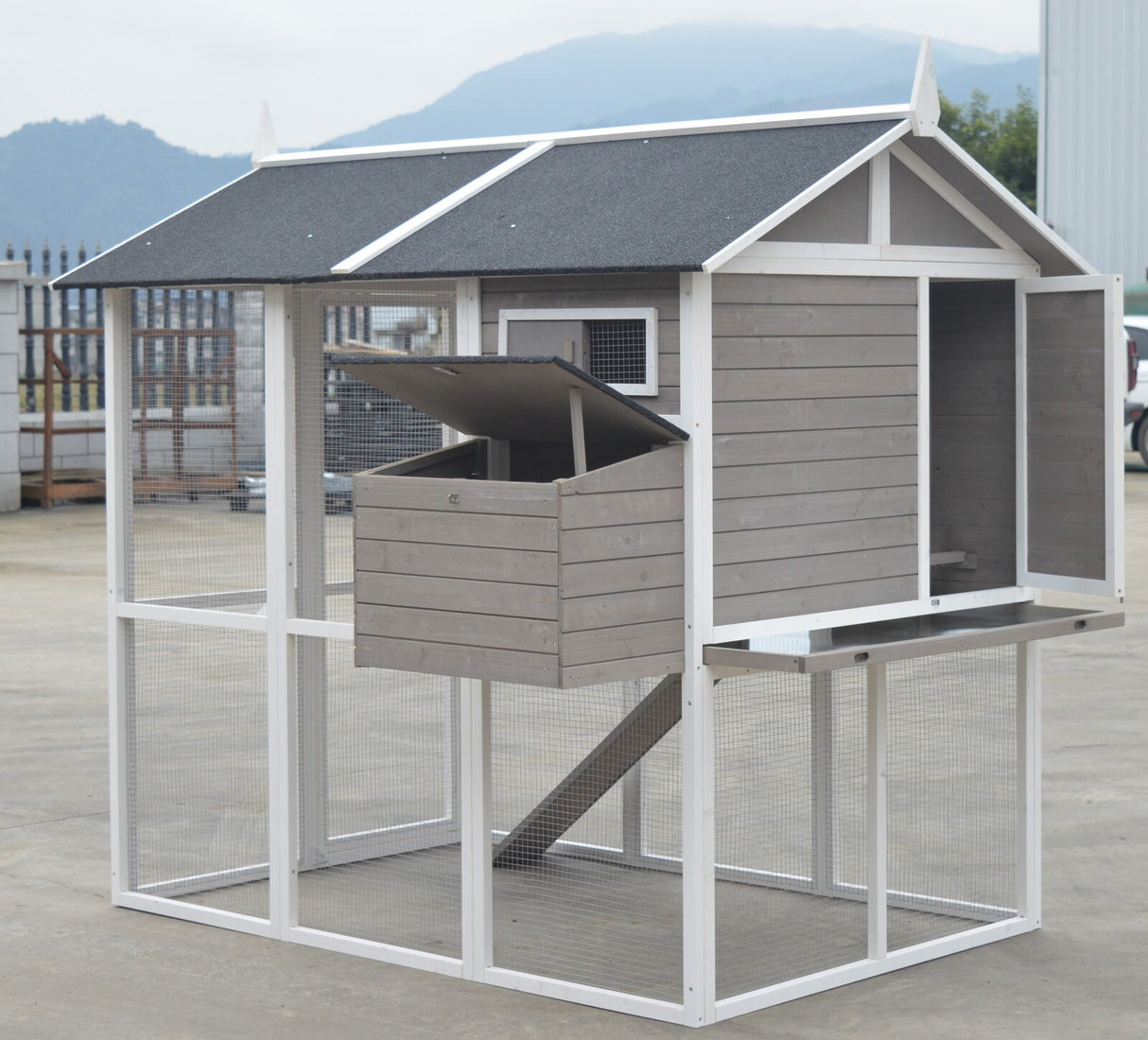 YES4PETS Grey XL Chicken Coop Rabbit Guinea Pig Hutch Ferret Hen Cat Bird House