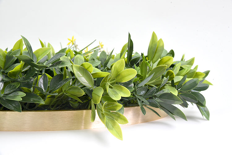 YES4HOMES Artificial Green Wall Plant Garden Panel Daffodil Smile Disc Art 50cm Grassy UV Resistant Frame