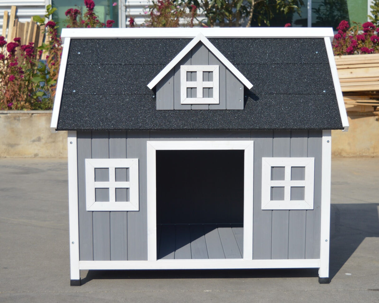 YES4PETS Grey Large Timber Pet Dog Puppy Wooden Cabin Kennel Timber House