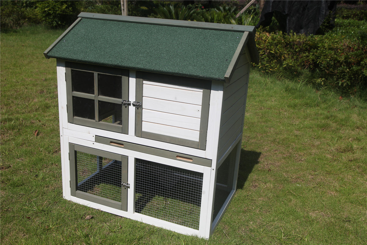 YES4PETS XL Double Storey Rabbit Hutch Guinea Pig Ferret Cage 102x65x98cm