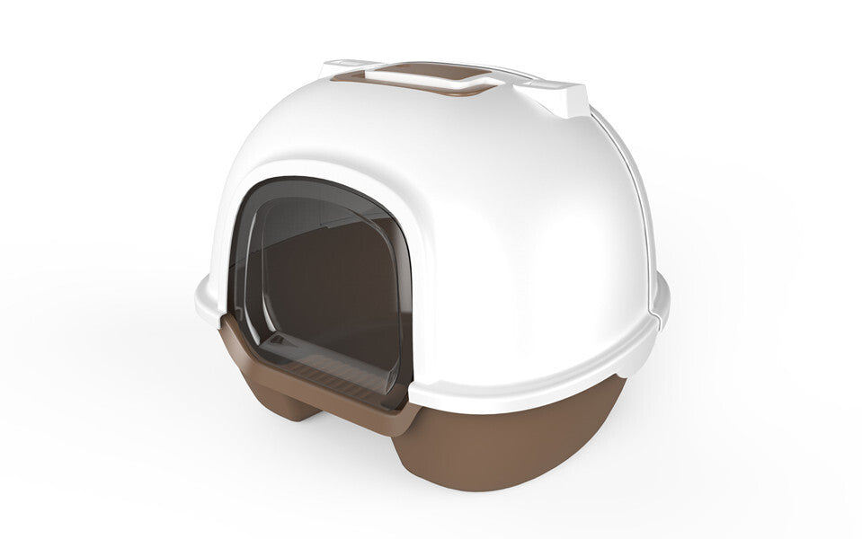 YES4PETS Cat Toilet Litter Box Portable Hooded Tray House with Handle and Scoop Brown