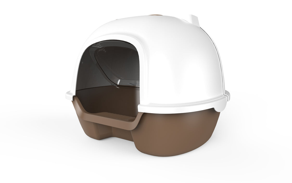 YES4PETS Cat Toilet Litter Box Portable Hooded Tray House with Handle and Scoop Brown