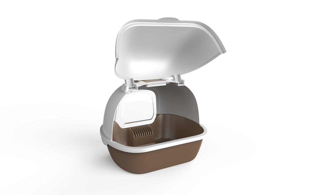 YES4PETS Cat Toilet Litter Box Portable Hooded Tray House with Handle and Scoop Brown