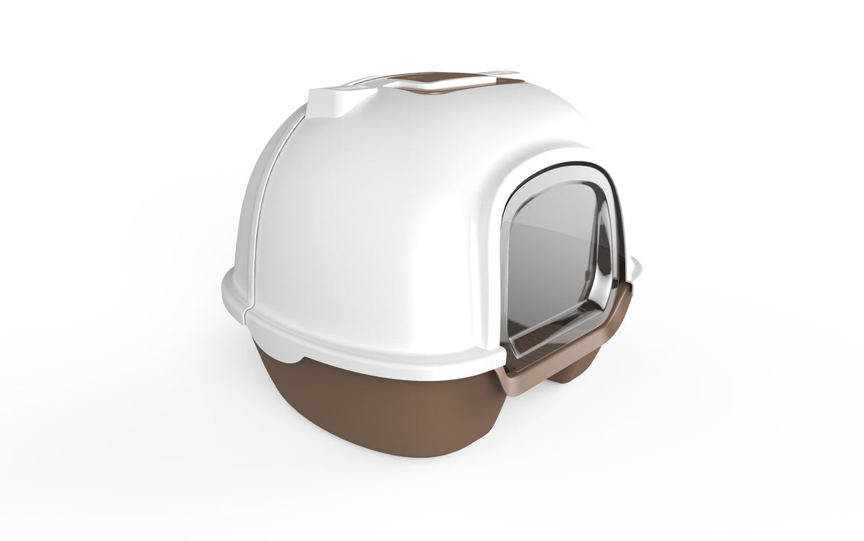 YES4PETS Cat Toilet Litter Box Portable Hooded Tray House with Handle and Scoop Brown