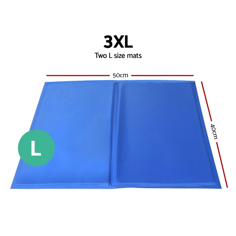 2 X Pet Cooling Bed Gel Mat Dog Cat Non-Toxic Cool Pad Puppy Cold Summer 50x40 CM