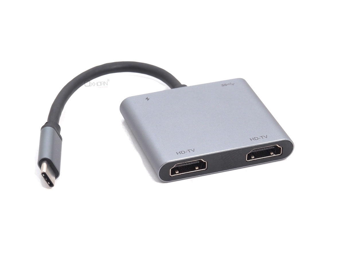 Oxhorn 4K USB-C Dual HDMI Adapter with Charging Port