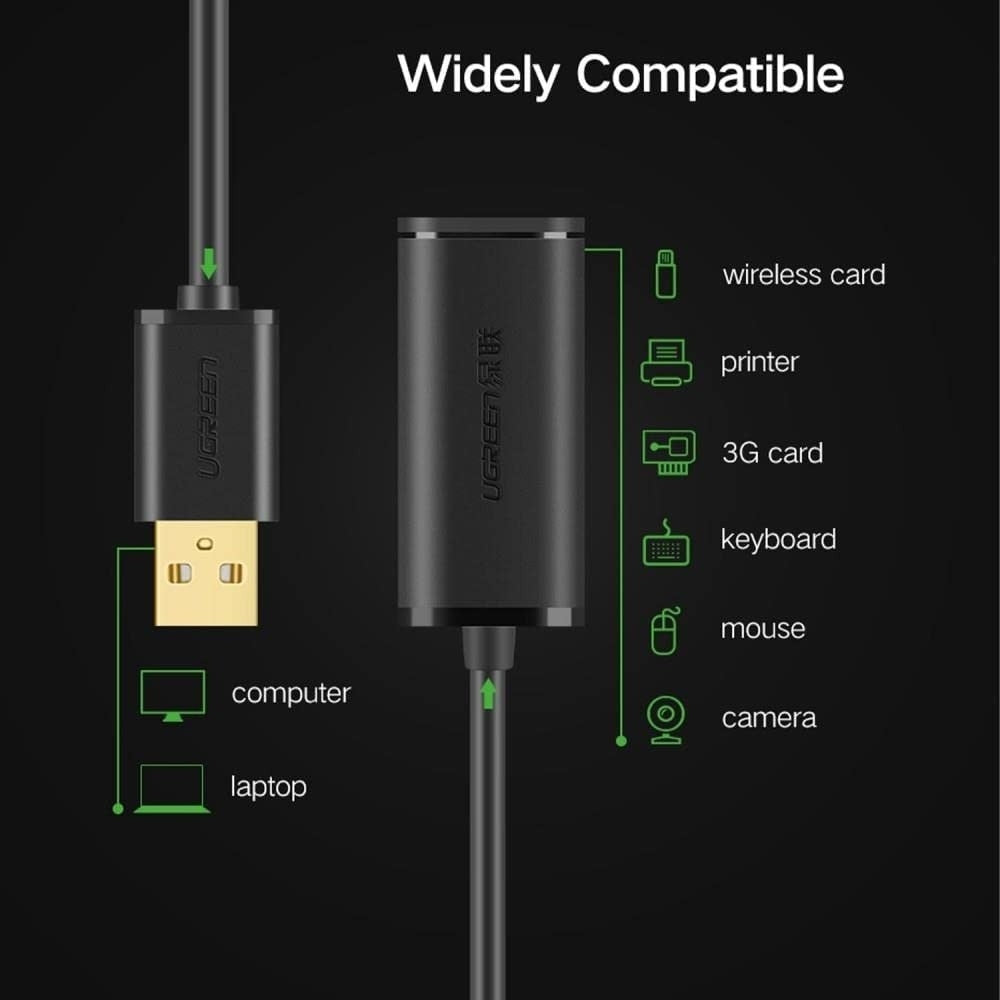 UGREEN 10M USB 2.0 Active Extension Cable with Built-in Chipset