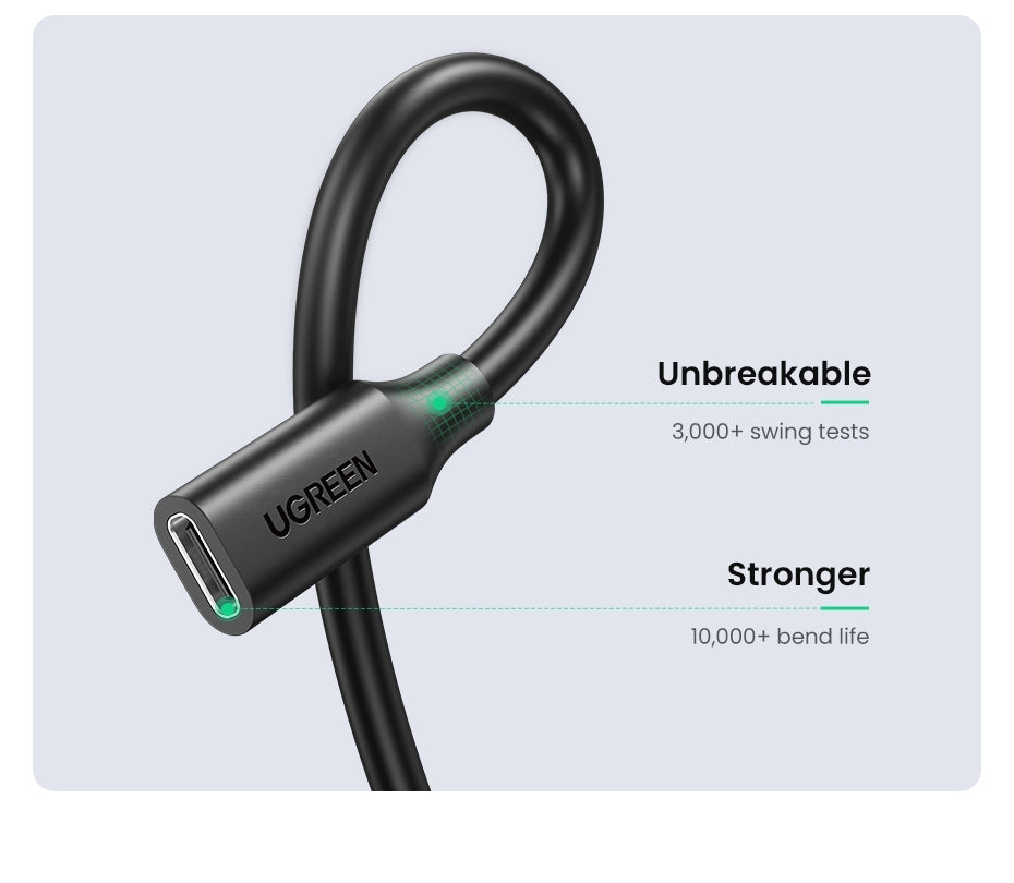 UGREEN 100W USB-C Extension Cable 1M for High-Speed Charging and Data Transfer