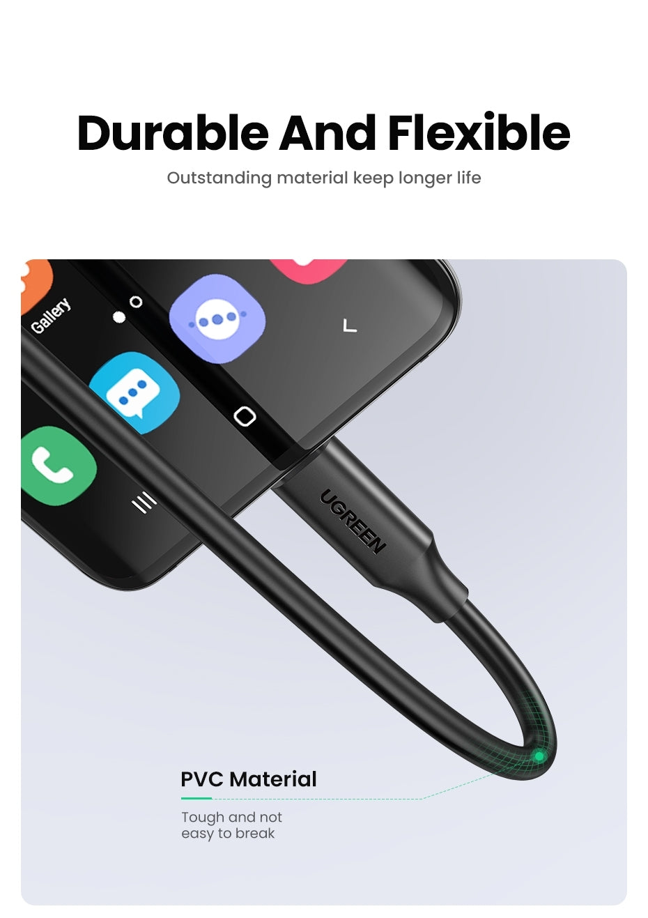 UGREEN 100W USB-C Extension Cable 1M for High-Speed Charging and Data Transfer