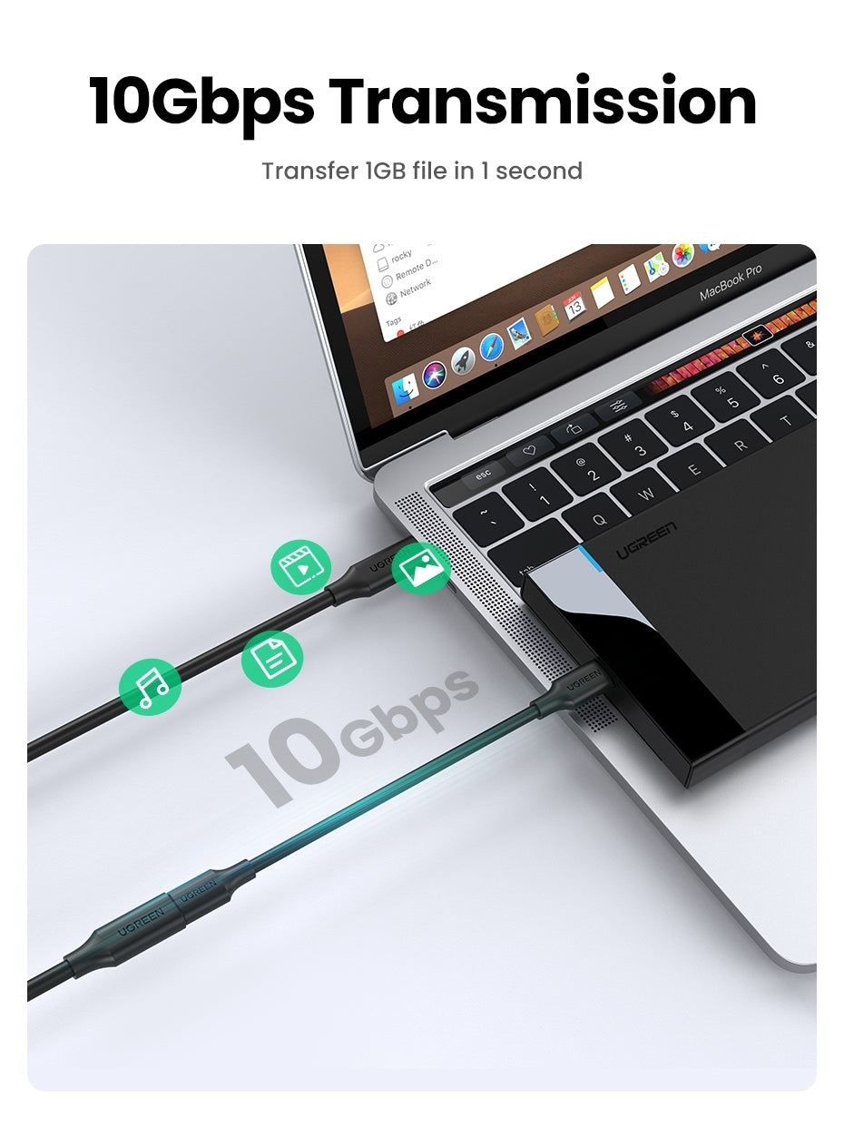 UGREEN 100W USB-C Extension Cable 1M for High-Speed Charging and Data Transfer