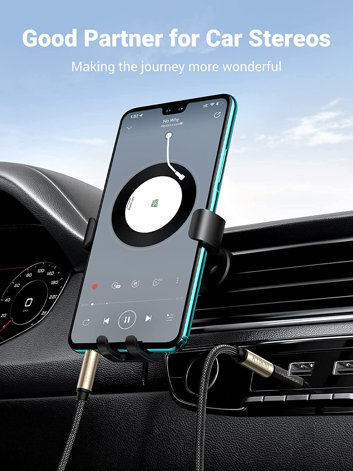 UGREEN 10604 2M Premium 3.5mm Male to Male HiFi Aux Stereo Audio Cable