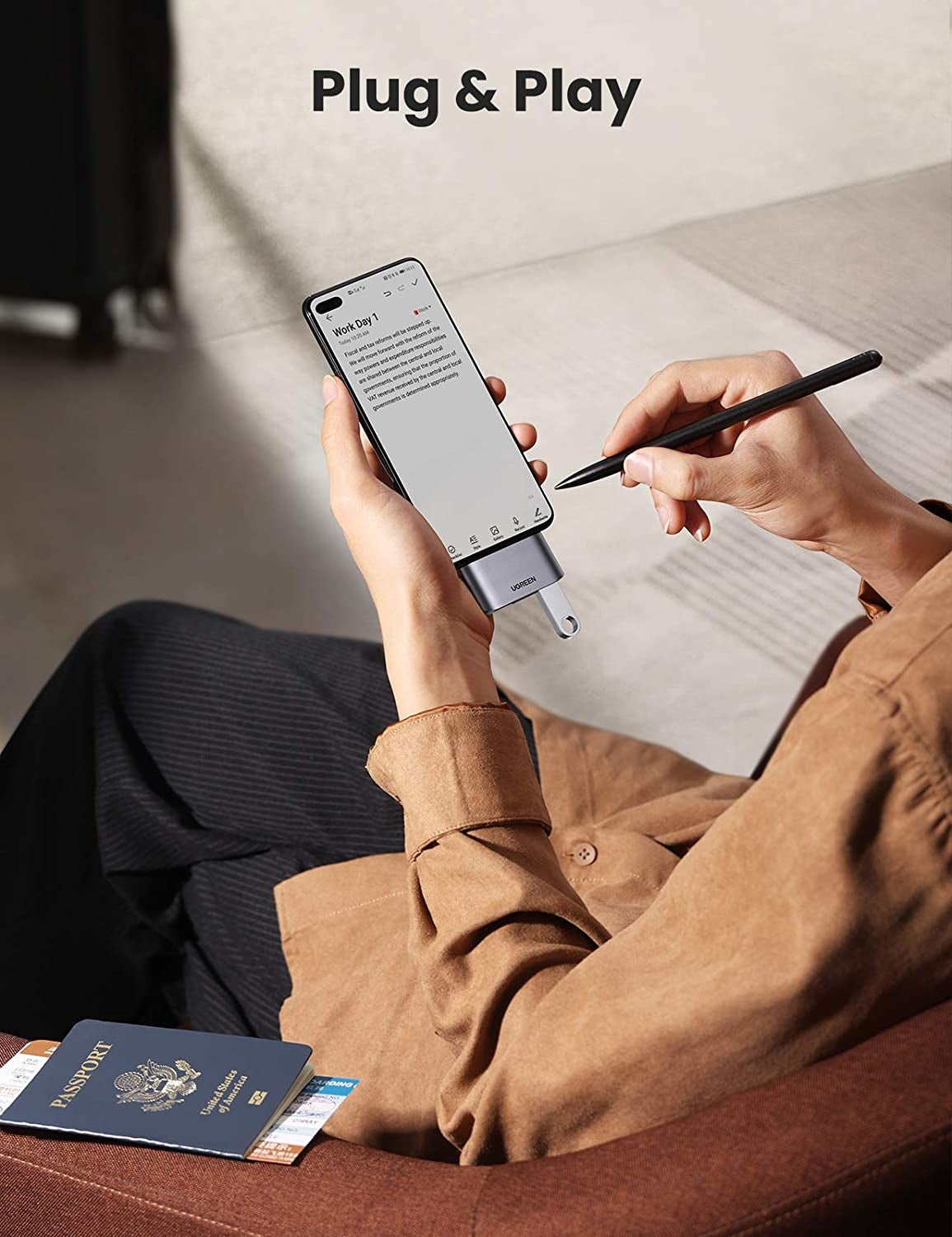 UGREEN 10912 Dual USB 3.0 Type-C Adapter for High-Speed Data Transfer