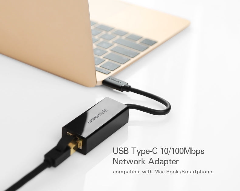 UGREEN USB-C Ethernet Adapter 10/100Mbps for Fast Internet Connection