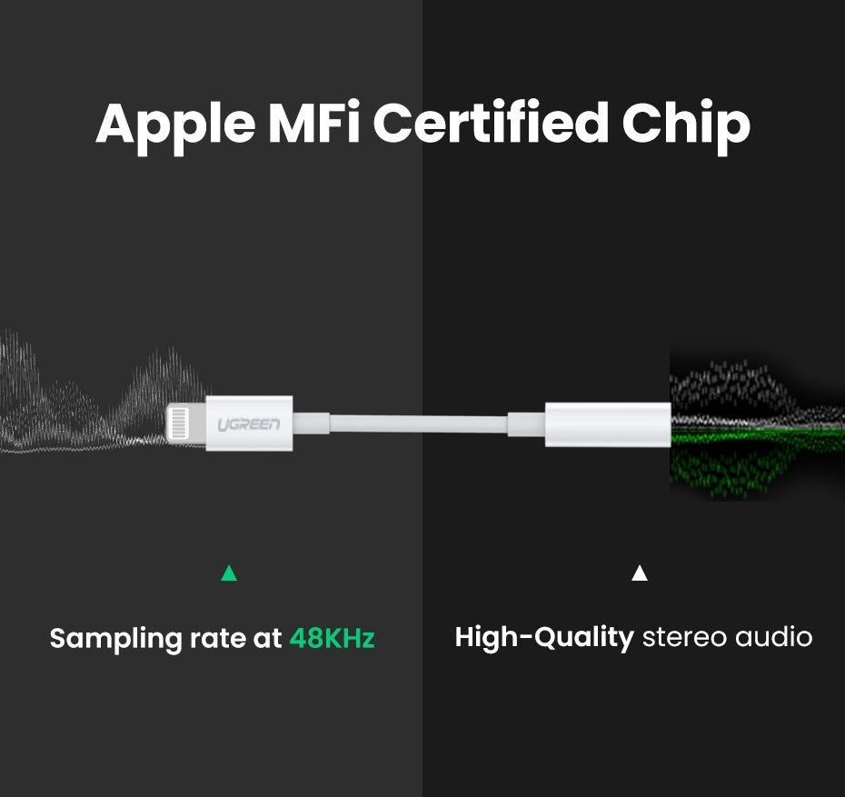 UGREEN MFi Certified iPhone 8-Pin to 3.5mm Headphone Converter