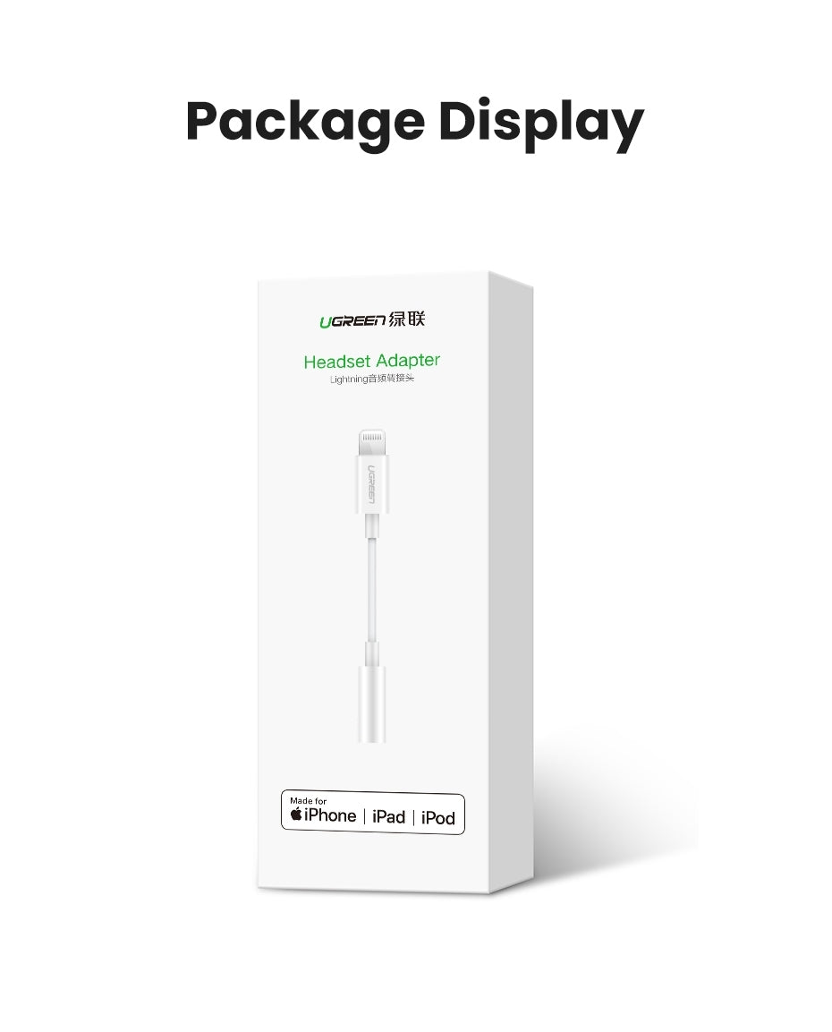 UGREEN MFi Certified iPhone 8-Pin to 3.5mm Headphone Converter