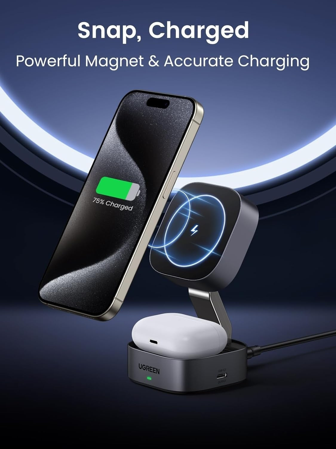 UGREEN 2-in-1 MagSafe Fast Wireless Charging Stand for iPhone and AirPods