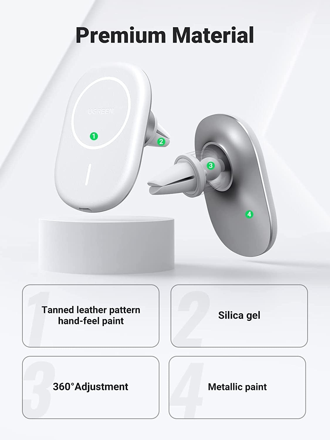 UGREEN 40117 Magnetic Fast Charge Car Mount for iPhone 13/12 Series