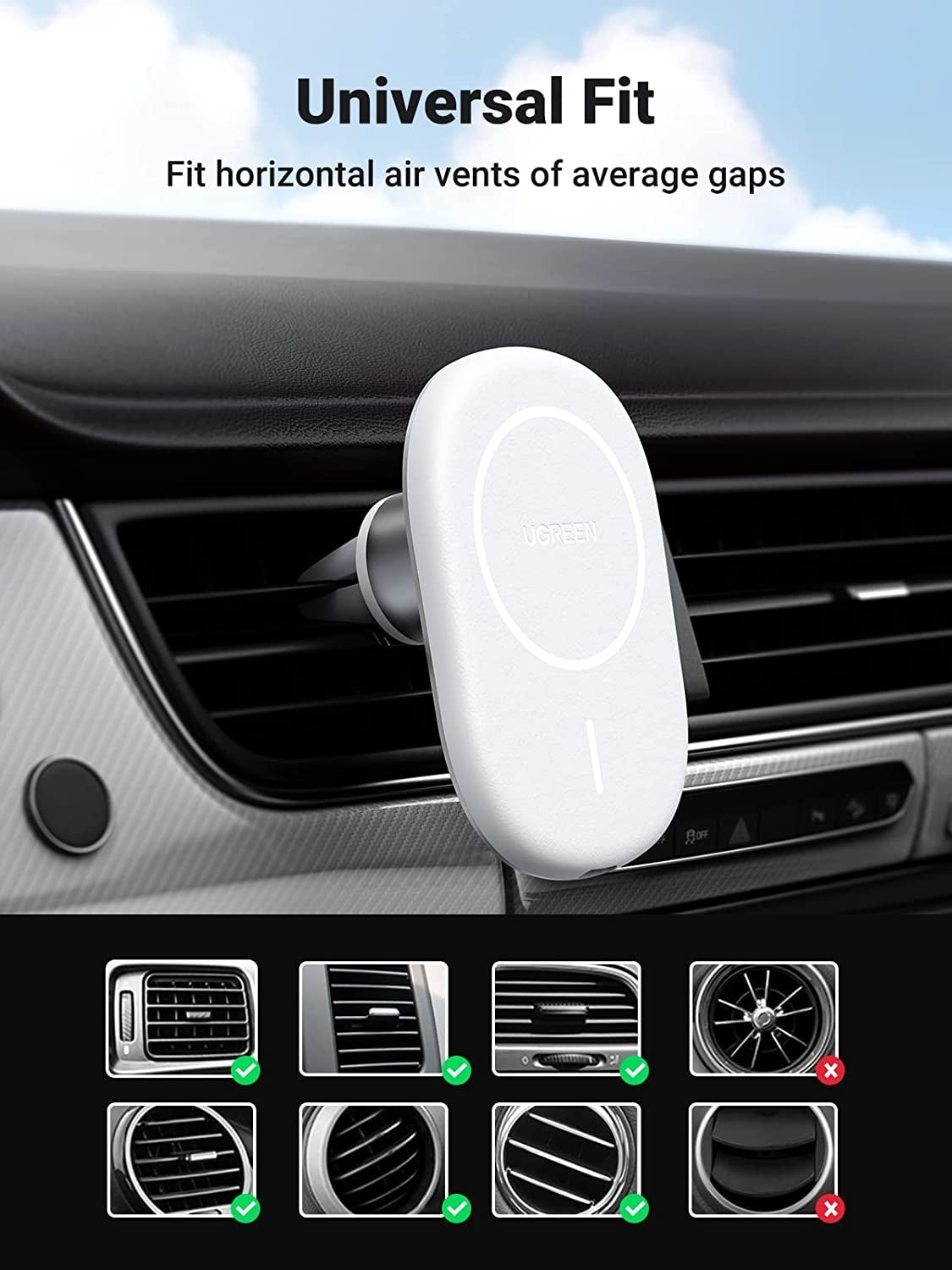 UGREEN 40117 Magnetic Fast Charge Car Mount for iPhone 13/12 Series