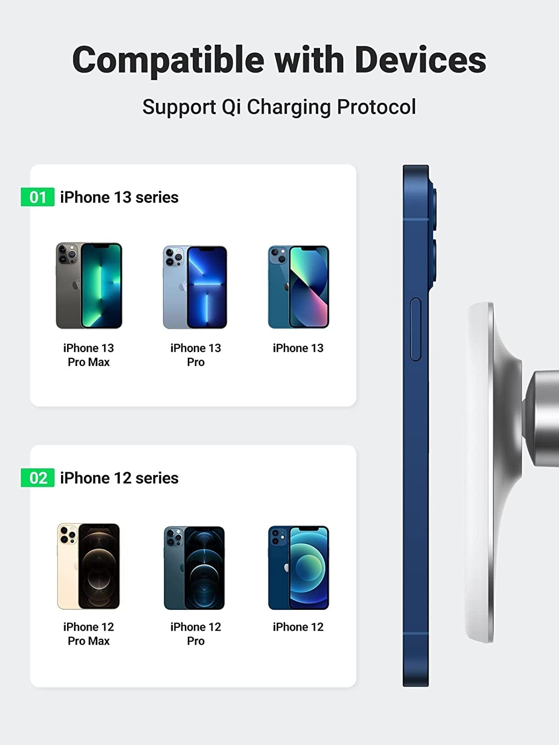 UGREEN 40117 Magnetic Fast Charge Car Mount for iPhone 13/12 Series