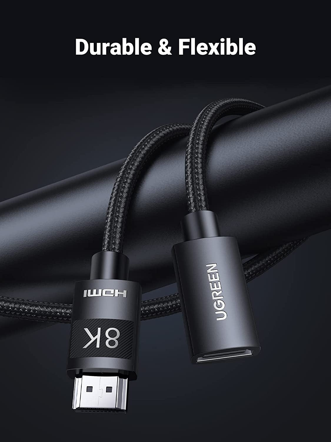 UGREEN 8K HDMI Extension Cable 1M - High-Speed 48Gbps Male to Female Connector