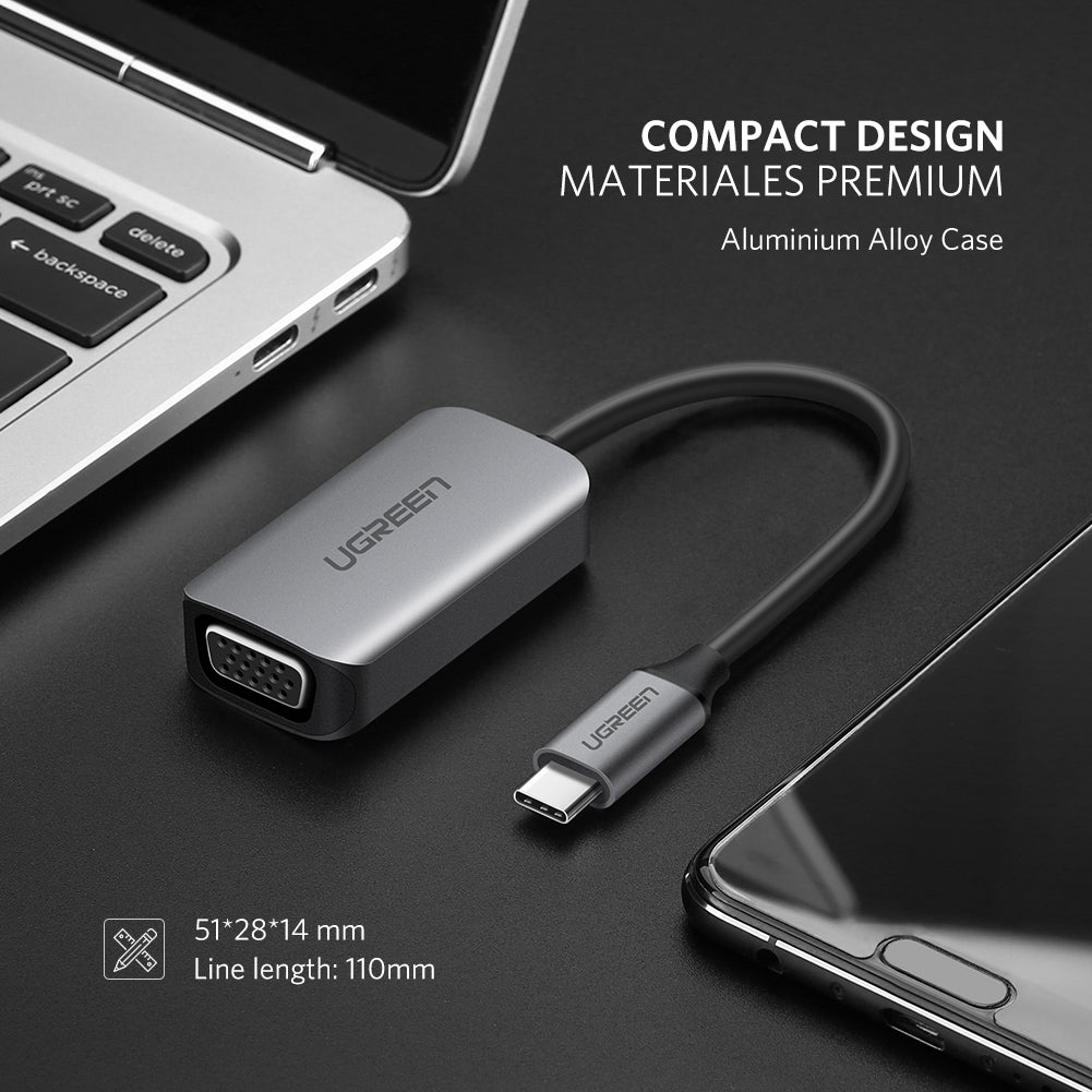 UGREEN USB-C to VGA Adapter 50316 - Compatible with MacBook Pro, Dell XPS, HP Spectre, and More