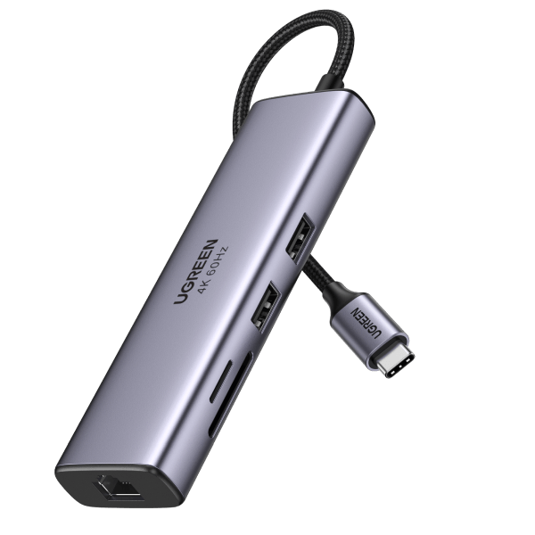 UGREEN 7-in-1 USB-C Hub with 4K HDMI, Ethernet, and Card Reader