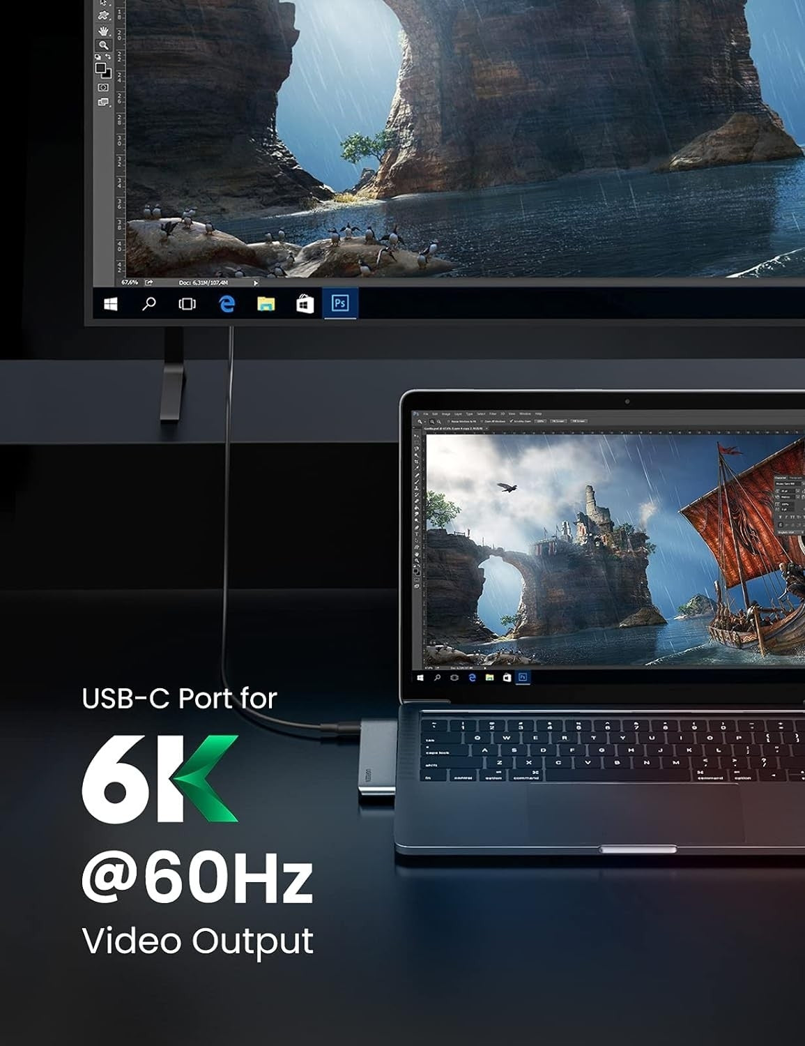 UGREEN 60560 Aluminum USB-C Hub for MacBook with 3 USB 3.0 Ports and 100W Power Delivery