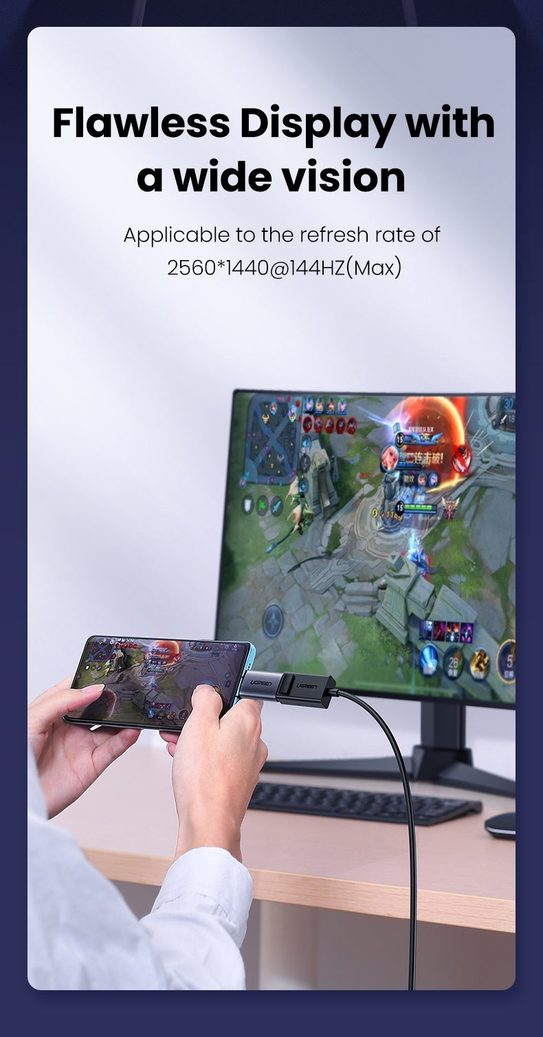 UGREEN 70451 Aluminum USB-C to DisplayPort Adapter 4K/2K 60Hz (Dark Gray)