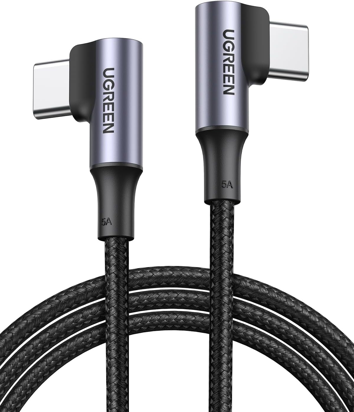 UGREEN 90-Degree 100W Fast Charging USB-C Cable - 2M Length