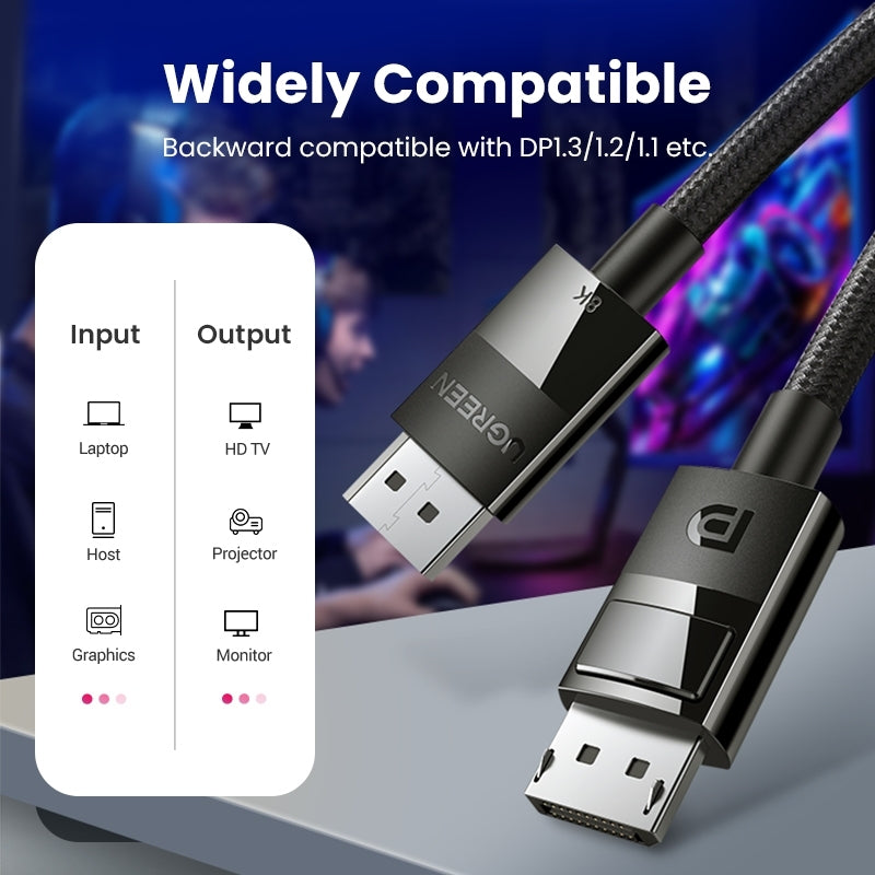 UGREEN 8K DisplayPort 1.4 Male to Male Braided Cable - 5M, VESA Certified