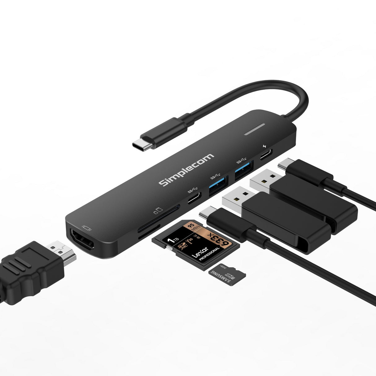 Simplecom CHT570 USB-C 7-in-1 Multiport Docking Station with HDMI 2.0 and Power Delivery