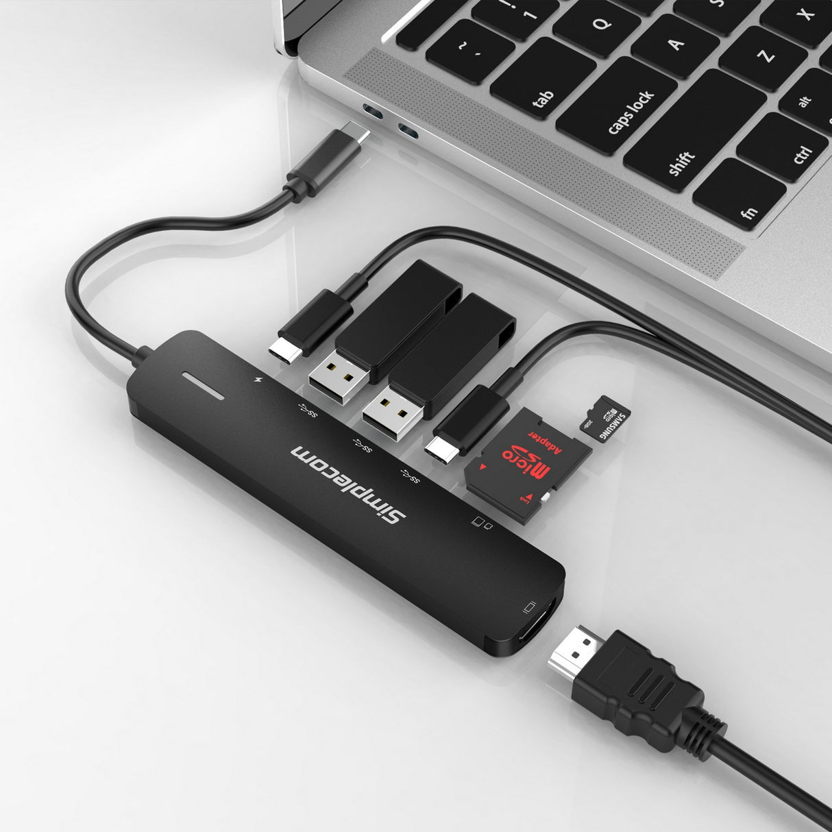 Simplecom CHT570 USB-C 7-in-1 Multiport Docking Station with HDMI 2.0 and Power Delivery