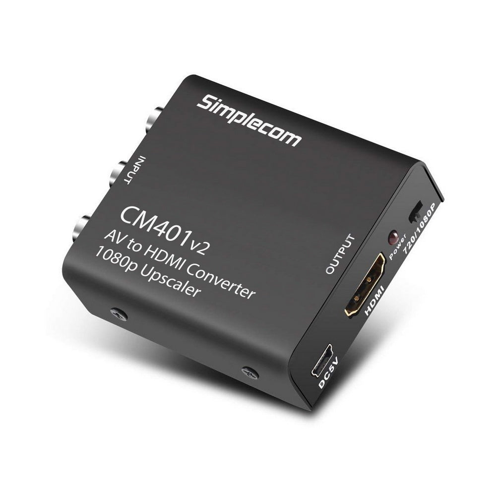Simplecom CM401v2 1080p AV to HDMI Video Converter with Durable Alloy Housing and USB Power
