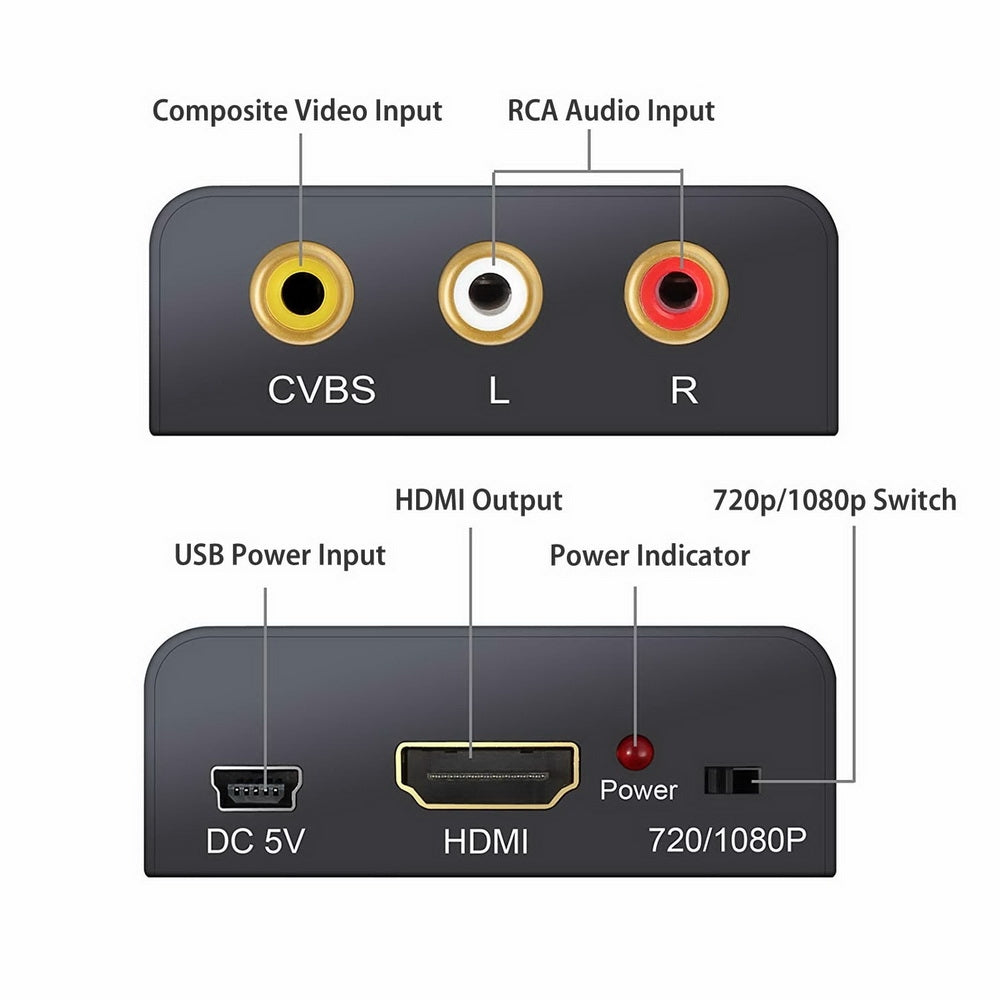 Simplecom CM401v2 1080p AV to HDMI Video Converter with Durable Alloy Housing and USB Power