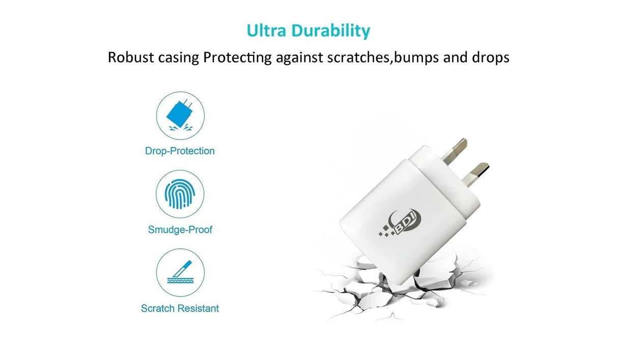 25W Fast PD Charger with USB-A and Type-C Ports for AU Plug