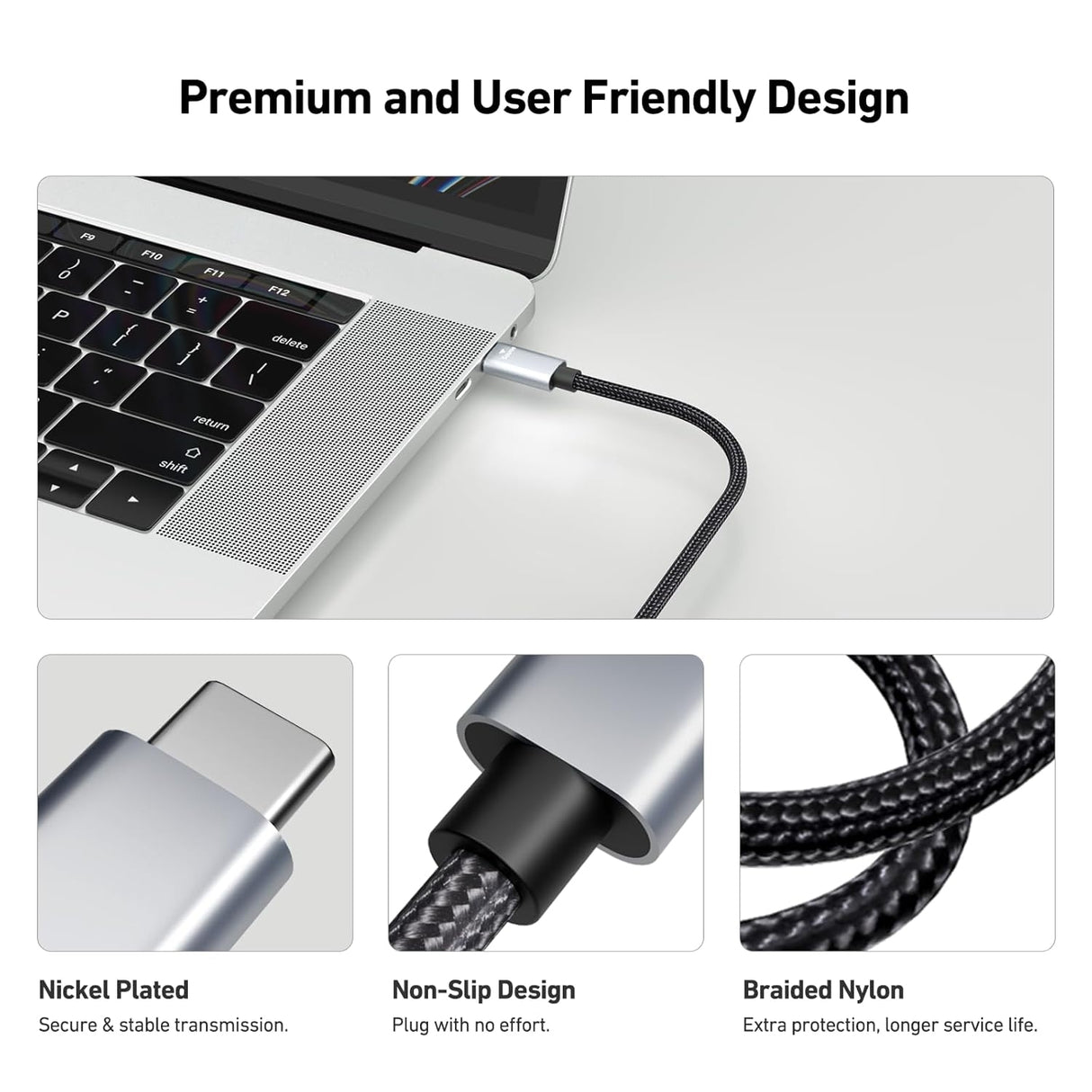 BENFEI 206GY-3F USB-C to HDMI 0.9M Cable 4K@60Hz, Aluminum Shell, Nylon Braided