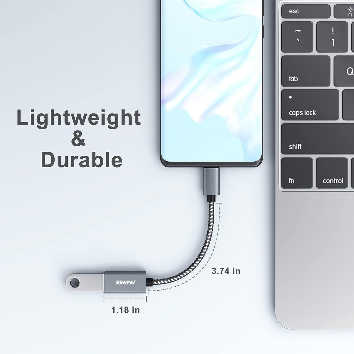 BENFEI 262GY-2P USB 3.0 USB-C to USB-A Adapter (2-pack)