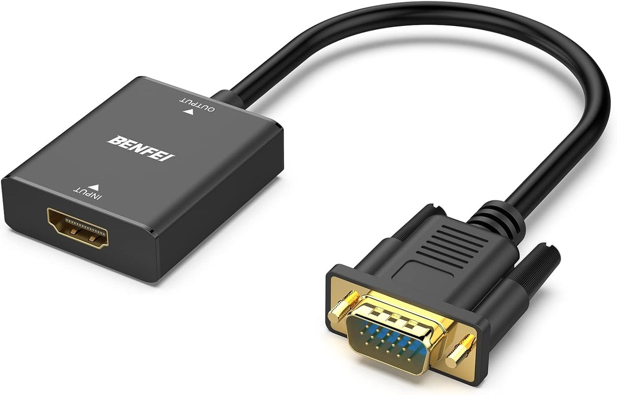 BENFEI HDMI to VGA, Uni-Directional HDMI Computer to VGA Monitor Adapter (Female to Male) with 3.5mm Audio Jack