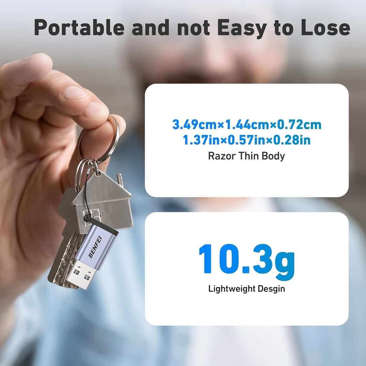 BENFEI 407GY 2-Pack USB Type-A to USB-C Adapter Male to Female Supporting 5V 3A Charging and 10Gbps Data Transmit