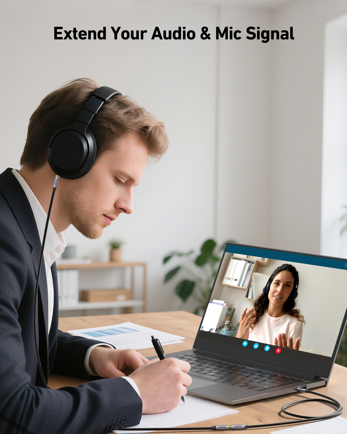 BENFEI 421GY 2M 3.5mm Male to Female AUX Extension Cable, TRRS 4-Pole Stereo Audio Jack Cord for Headphones, Microphone, Smartphones, PC, Laptop, Speakers