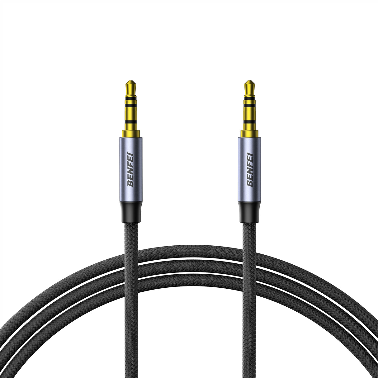 BENFEI 427GY 1M 3.5mm TRRS Male to Male Audio Cable, 4-Pole Stereo Mic Aux Cable, Nylon Braided Headphone Jack Cord