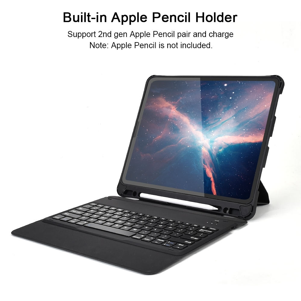 Wireless Bluetooth Keyboard Case with Touchpad and Backlight for iPad Pro 12.9 (Black)