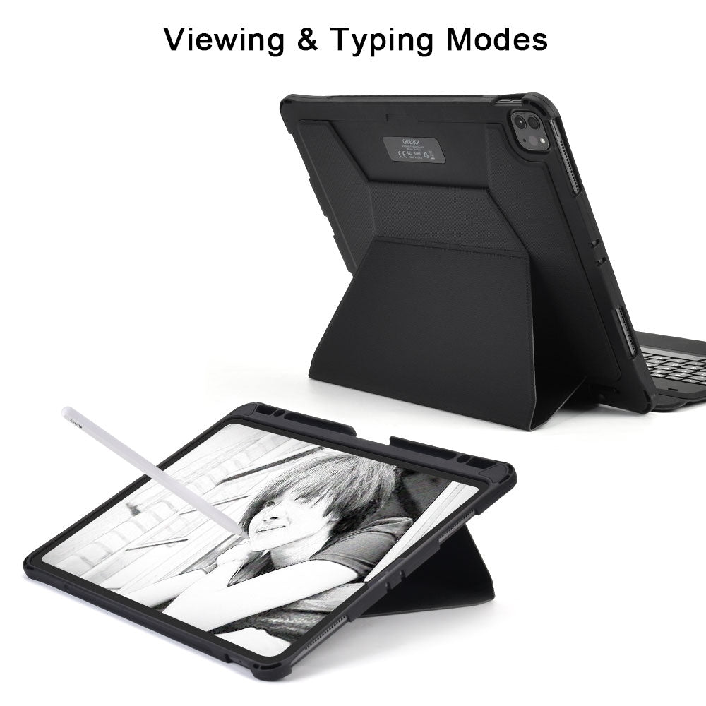 Wireless Bluetooth Keyboard Case with Touchpad and Backlight for iPad Pro 12.9 (Black)